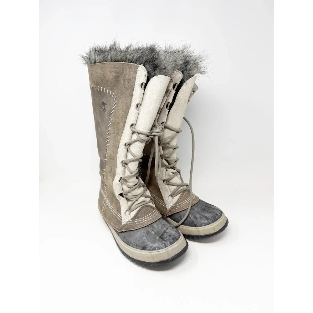 Sorel Cate The Great Tall Waterproof Winter Boots Leather NL1642-221 Size 8